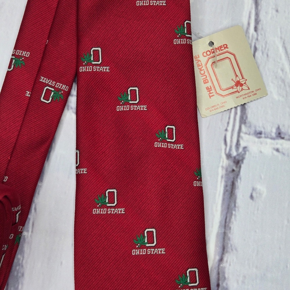 Vintage Ohio State Buckeyes Red Collegiate‎ Collectibles Tie 100% Polyester Mens